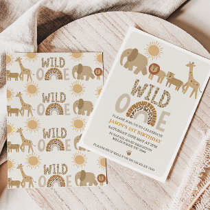 Invitación Niños modernos Safari Wild Un primer cumpleaños