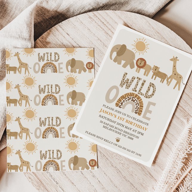 Invitación Niños modernos Safari Wild Un primer cumpleaños (Subido por el creador)