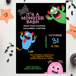 Invitación Niños Monster Halloween Mash Bash Fiesta