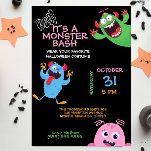 Invitación Niños Monster Halloween Mash Bash Fiesta