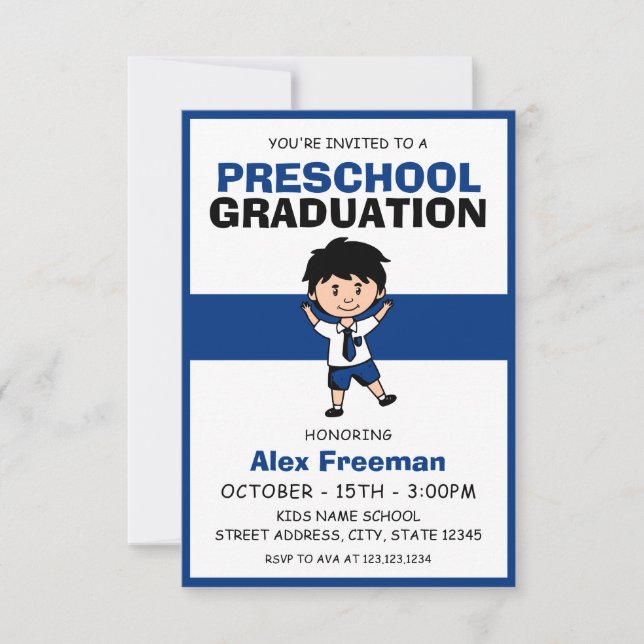 Invitación Niños niños de preescolar de niños de raza blanca  (Anverso)