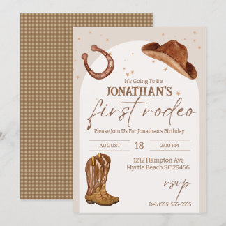 Invitación Niños occidentales: Primer cumpleaños de Rodeo de 