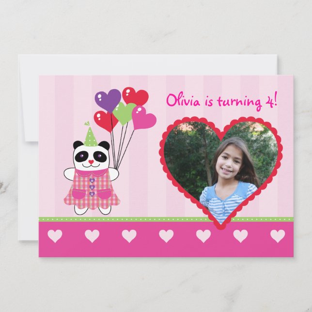 Invitación Niños Panda San Valentín Foto Invita (Anverso)
