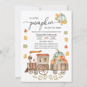 Invitación Niños Pequeño tren de calabaza Baby Shower