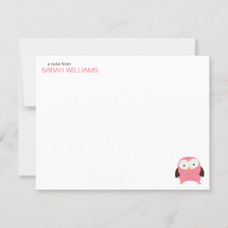 Invitación Niños pequeños de búho rosado Gracias Notas