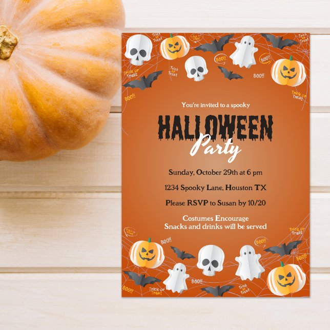 Invitación Niños pequeños disfraces Fiesta truco o tratan Hal (Subido por el creador)