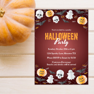 Invitación Niños pequeños disfraces Fiesta truco o tratan Hal