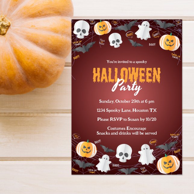 Invitación Niños pequeños disfraces Fiesta truco o tratan Hal (Subido por el creador)