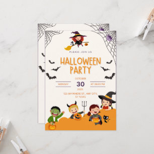 Invitación Niños pequeños disfraces Fiesta truco o tratan Hal