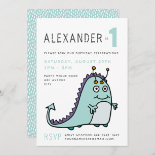 Invitación Niños pequeños monstruos Fiesta de primer cumpleañ