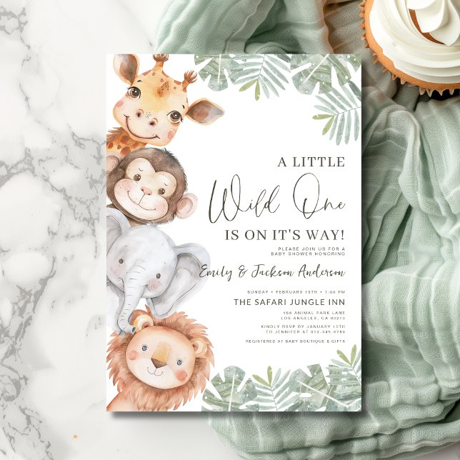 Invitación Niños Pequeños salvajes Un Safari Animales Baby Sh (Subido por el creador)