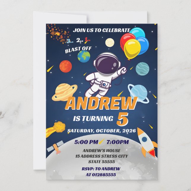 Invitación Niños personalizados Espacio Ultraterrestre Explos (Anverso)