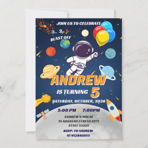 Invitación Niños personalizados Espacio Ultraterrestre Explos