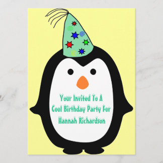 Invitación Niños Pingüinos En Fiesta De Cumpleaños De Gorra F