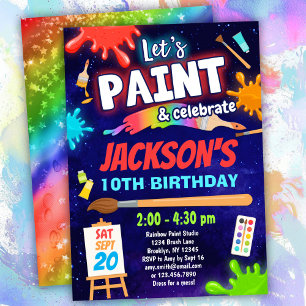 Invitación Niños pintan y celebran fiesta de cumpleaños