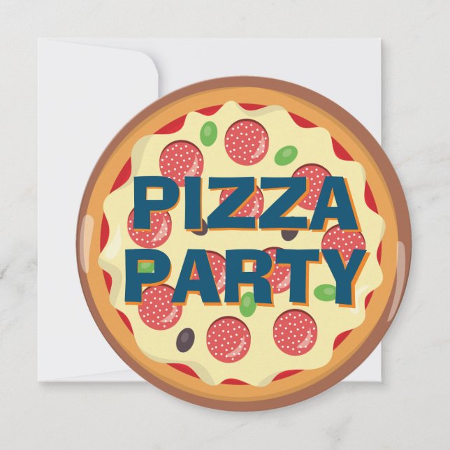 Invitación Niños Pizza Fiesta Cualquier Edad Cumpleaños (Anverso)