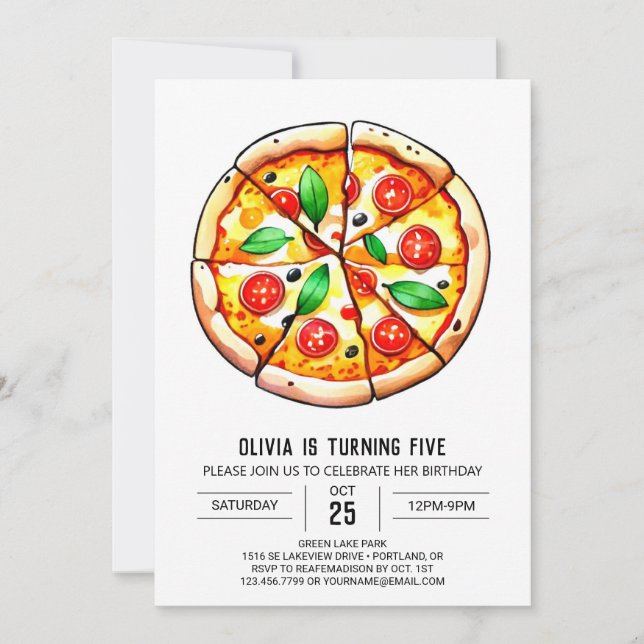 Invitación Niños Pizza Imprimible Cumpleaños (Anverso)