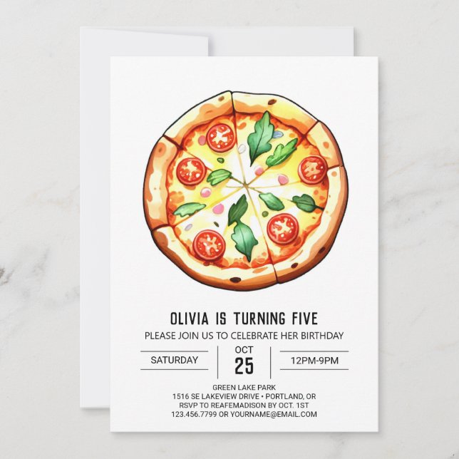 Invitación Niños Pizza Imprimible Cumpleaños (Anverso)