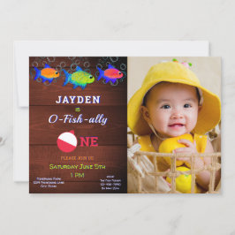 Invitación Niños Primer cumpleaños Pequeño pescador o pescado