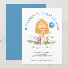 Invitación Niños primer Fiesta de cumpleaños Cute León Safari