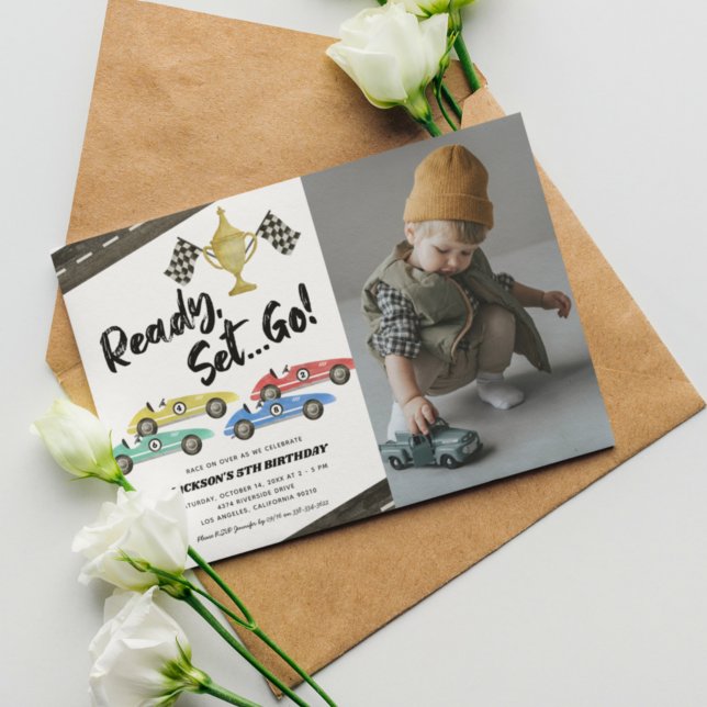 Invitación Niños Race Car Cualquier Edad Foto De Cumpleaños (Subido por el creador)