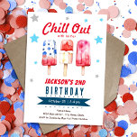 Invitación Niños Relájate Helado de Verano 2do Cumpleaños<br><div class="desc">Tema de cumpleaños de verano para niños. Fácil de personalizar. ¡También disponible como descarga digital! Fiestas de primavera,  verano Popsicle,  Relájate,  golosinas frescas,  fiesta de cumpleaños del 4 de julio</div>