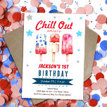 Invitación Niños Relájate Helado de Verano Cumpleaños 1<br><div class="desc">Relájate con nosotros para una divertida y colorida celebración de cumpleaños de verano. Esta invitación de cumpleaños de paletas para niños presenta colores brillantes inspirados en el 4 de julio, como rojo, blanco y azul, y adorables ilustraciones de paletas perfectas para una fiesta de clima cálido. Diseñada para cumpleaños de...</div>