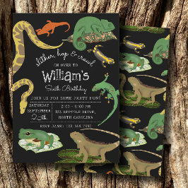 Invitación Niños Reptiles, Lizards y Anfibios Cumpleaños