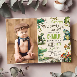 Invitación Niños Reptiles Primera Foto de Cumpleaños