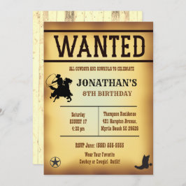 Invitación Niños Rustic Brown Yellow Wanted Cumpleaños