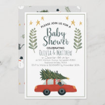 Niños Rustic Cute Christmas Tree Stars Baby Shower