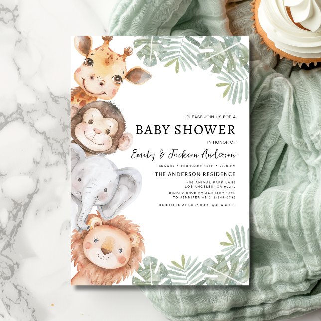 Invitación Niños Safari Animales Parejas Baby Shower (Subido por el creador)