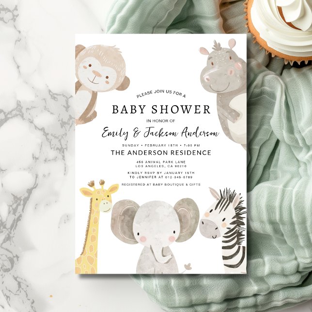Invitación Niños Safari Animales Parejas Baby Shower (Subido por el creador)