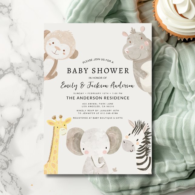 Invitación Niños Safari Animales Parejas Baby Shower (Subido por el creador)