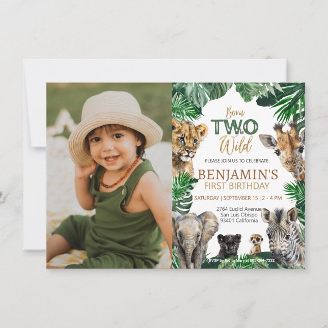 Invitación Niños Safari Dos Años Salvajes (Anverso)