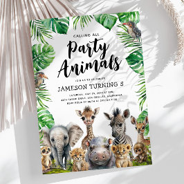 Invitación Niños Safari Fiestas Animales Cumpleaños