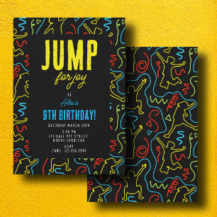 Invitación Niños saltan de alegría Cumpleaños infantil Neon n