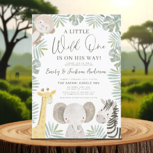 Invitación Niños Salvajes Un Safari Animales Parejas Baby Sho