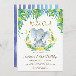 Invitación Niños salvajes Un Safari Elefante Primer Cumpleaño