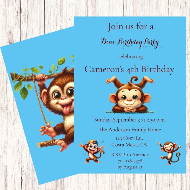 Invitación Niños Silly Monkey Jungle Tema fiesta de cumpleaño (Subido por el creador)