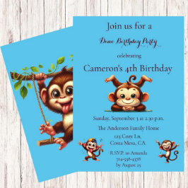 Invitación Niños Silly Monkey Jungle Tema fiesta de cumpleaño