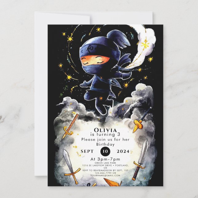 Invitación Niños simples Nacimientos de Ninja (Anverso)