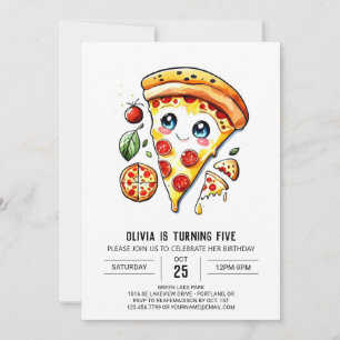 Invitación Niños simples Pizza Cumpleaños