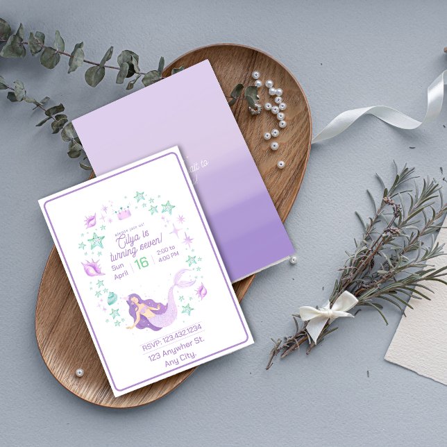 Invitación Niños Sirena Cumpleaños Splash (Kids Mermaid Birthday Splash Invitation)