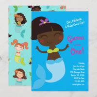 Niños sirenas cumpleaños piel oscura Asia negra