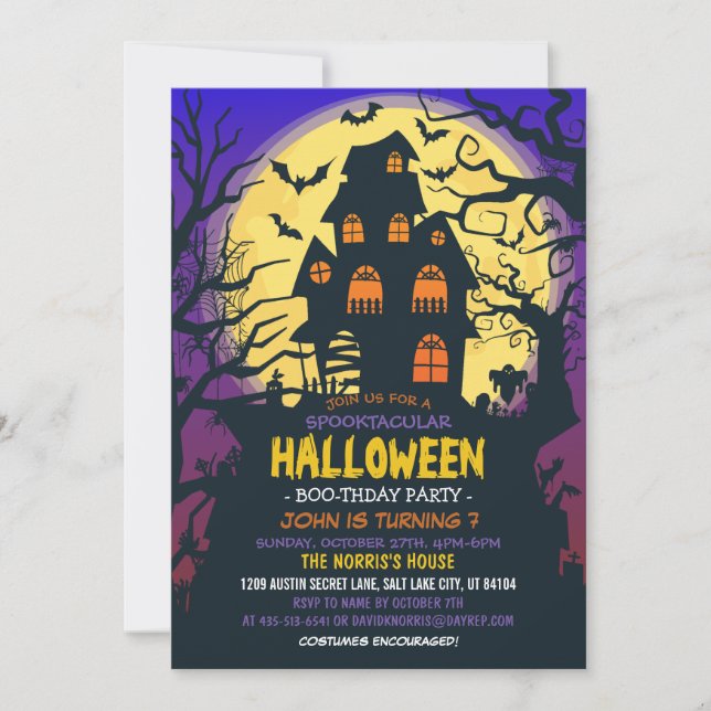 Invitación Niños Spooktaculares Costumen Fiesta de cumpleaños (Anverso)