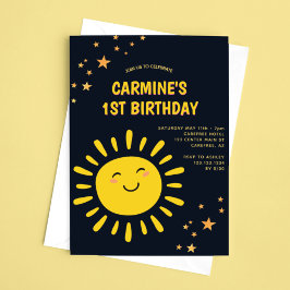 Invitación Niños Sun y Stars 1er cumpleaños