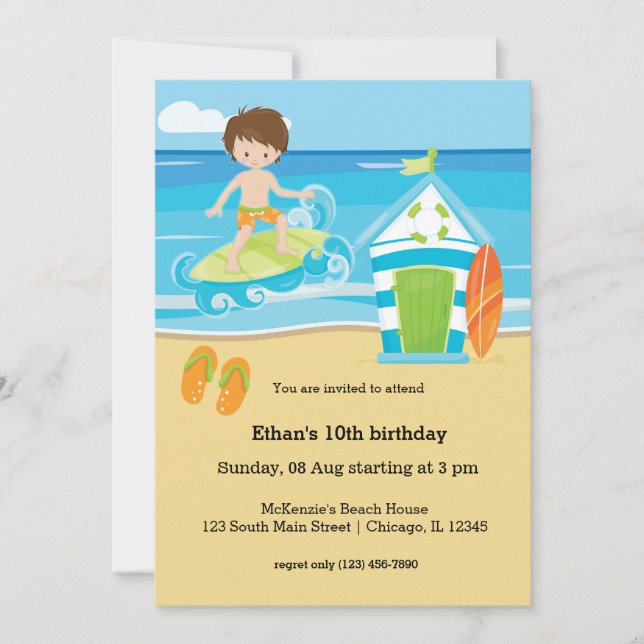 Invitación Niños surfistas (Anverso)