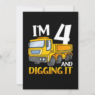 Invitación Niños Tres 4 años Cumpleaños número 4 Construcción