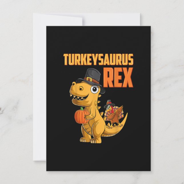 Invitación Niños Turkeysaurus Rex Turkey Dino Toddler Boys Th (Anverso)
